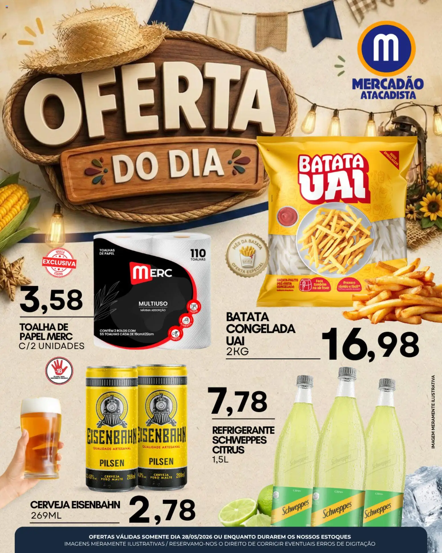 Pré-Visualização do folheto "Mercadão Atacadista ofertas do Dia" da loja Mercadão Atacadista válido a partir de 28/05/2026