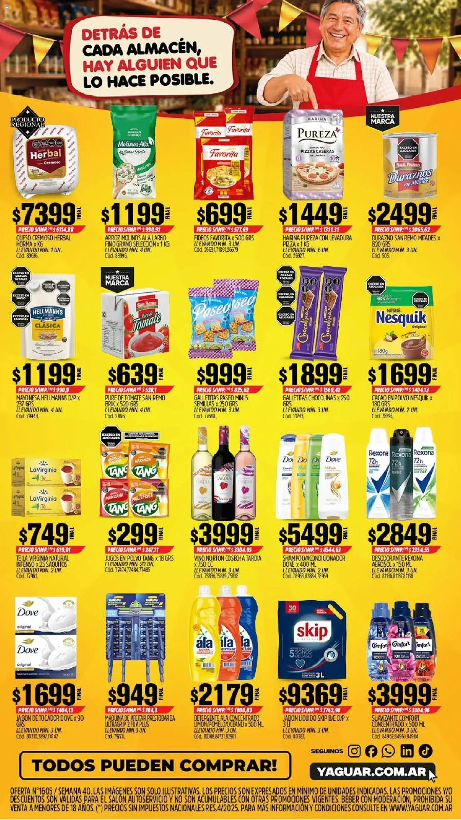 Vista previa del folleto de la tienda Yaguar válido desde el 28/09/2026 - Manzana, Queso, Semillas, Levadura, Maquina de afeitar, Jabón, Jabón líquido, Pure de Tomate
