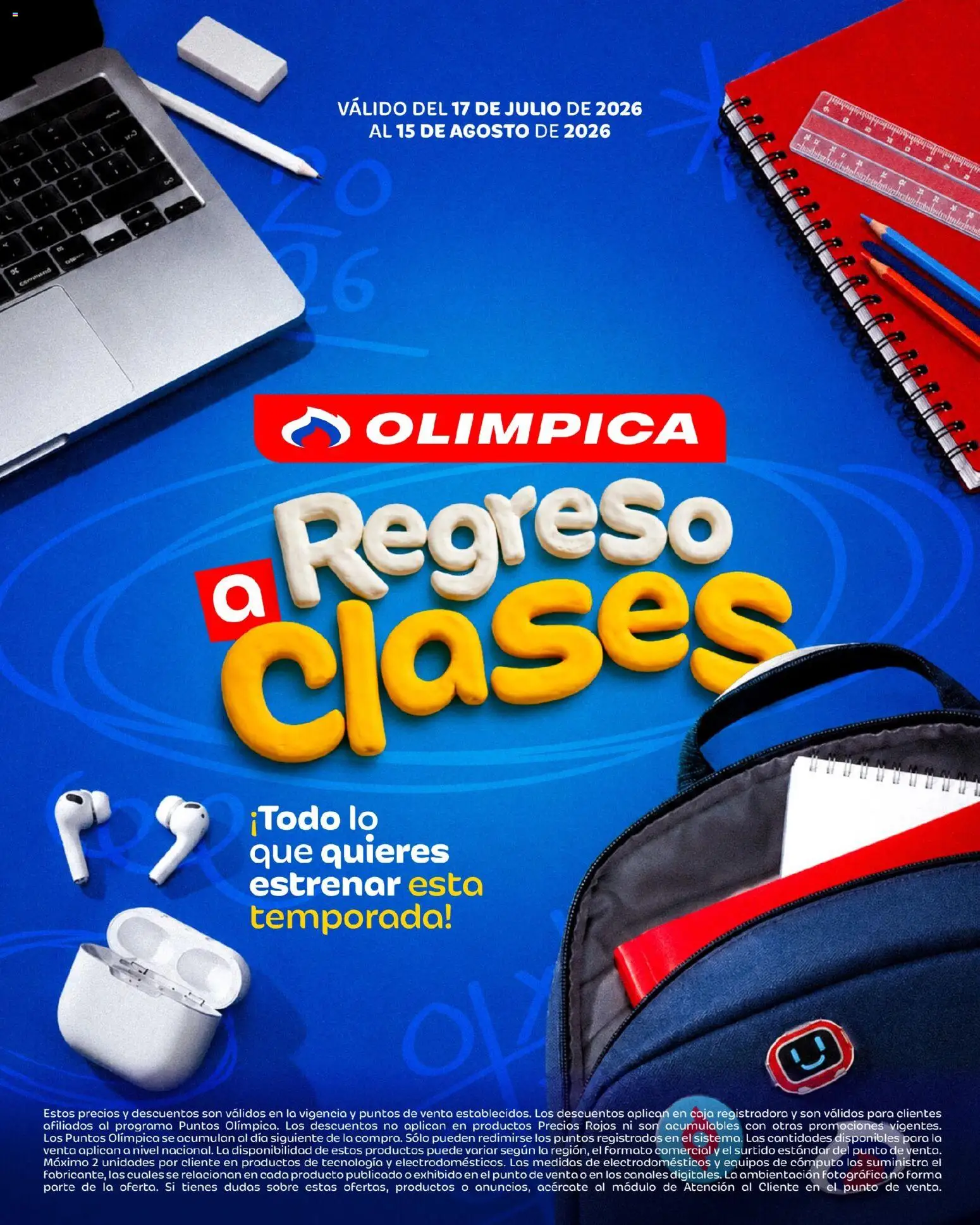  Vista previa del prospecto Olímpica Regreso a clases del almacen Olímpica válida del 17/07/2026 al 15/08/2026