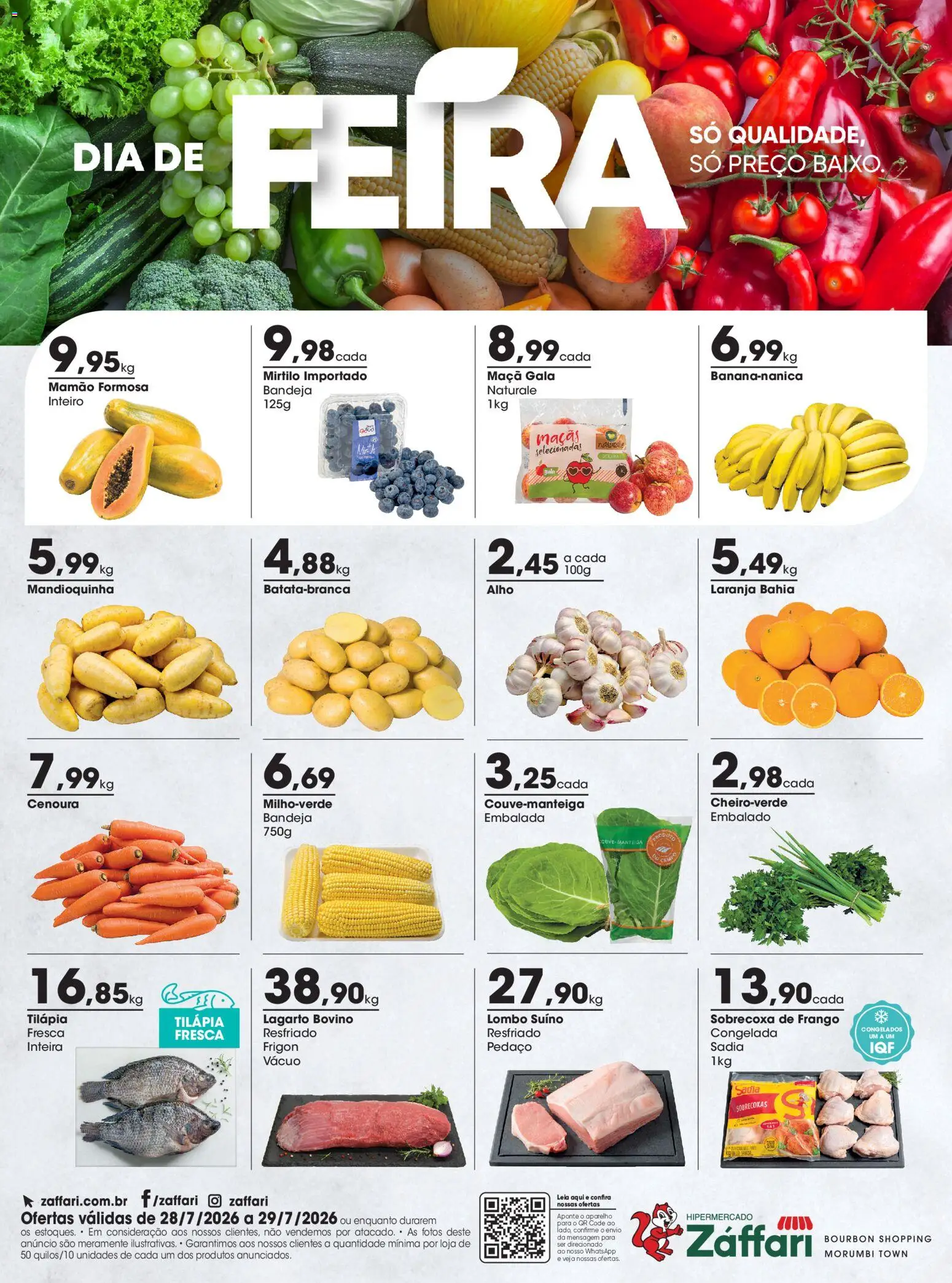 Pré-Visualização do folheto "Zaffari ofertas Dia de Feira - SP" da loja Zaffari válido a partir de 28/07/2026 - Frango, Manteiga, Cenoura, Bourbon, Bandeja, Alho, Mandioquinha, Tilápia