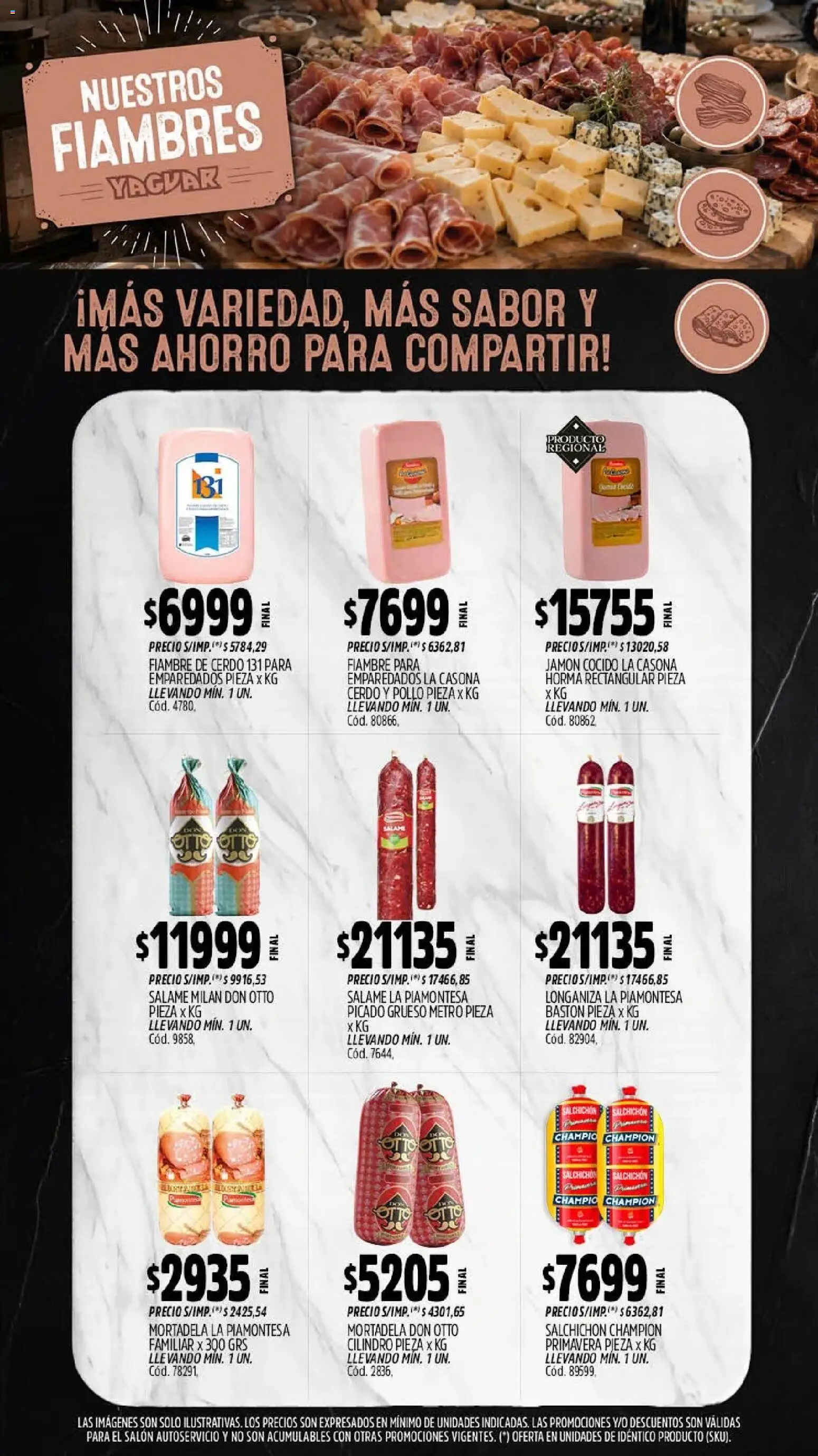 Vista previa del folleto de la tienda Yaguar válido desde el 28/09/2026 - Pollo, Cerdo, Mortadela, Salame, Jamón cocido, Jamón