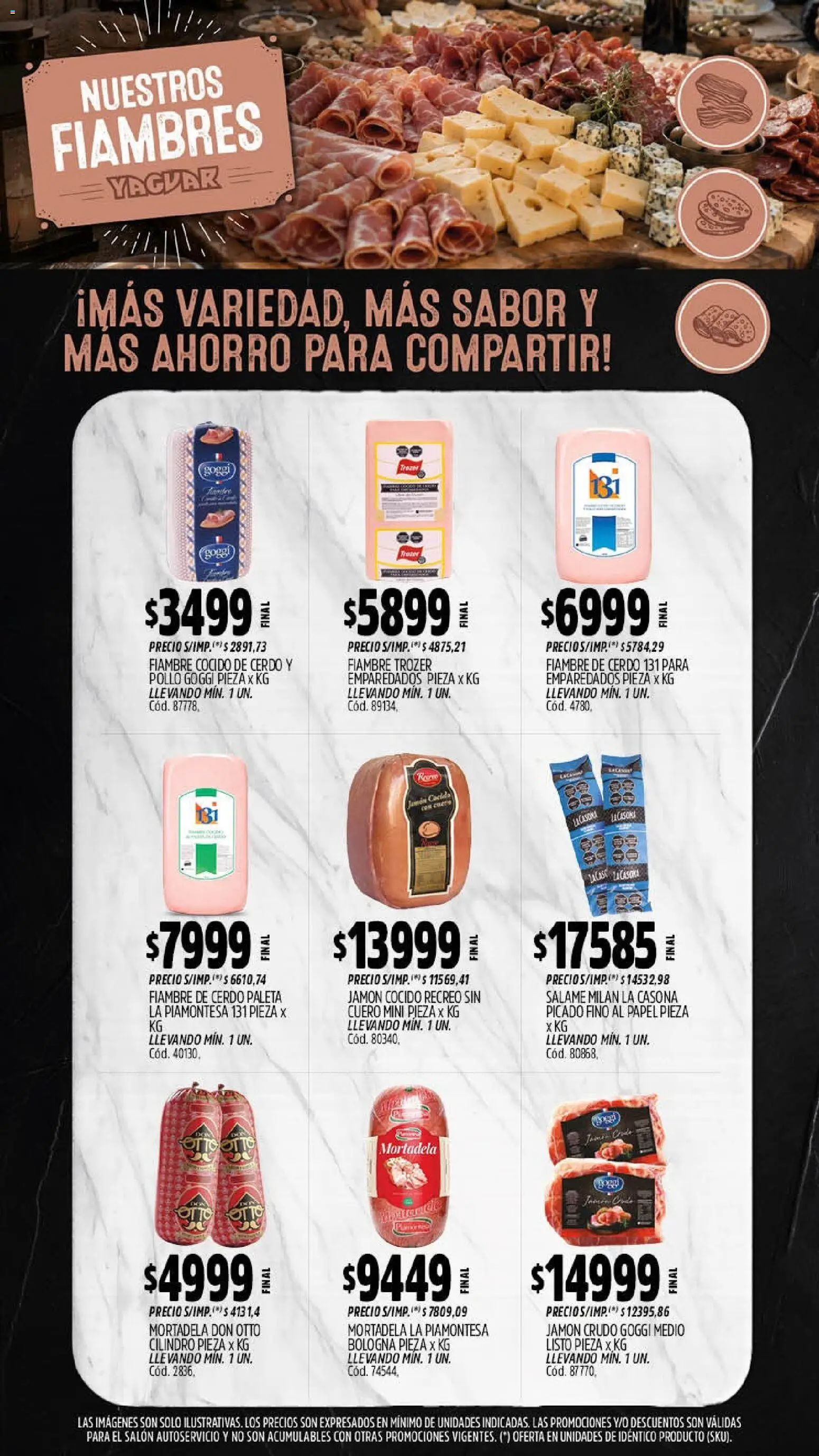 Vista previa del folleto de la tienda Yaguar válido desde el 07/09/2026 - Pollo, Cerdo, Jamón crudo, Mortadela, Salame, Jamón cocido, Paleta, Jamón