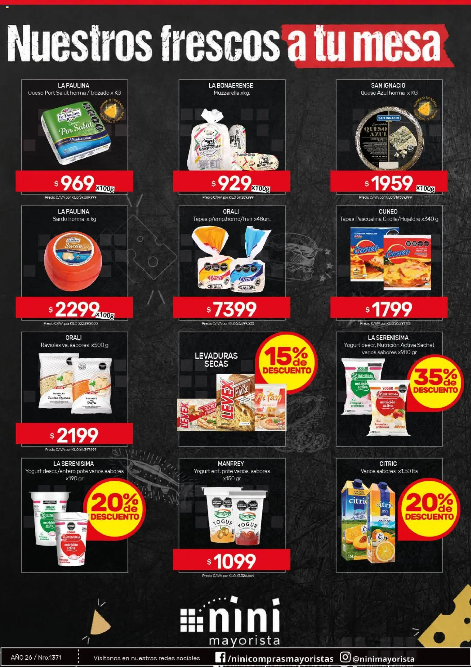 Vista previa del folleto de la tienda NINI Mayorista válido desde el 05/08/2026 - Probióticos, Queso, Mesa, Ravioles, Durazno, Muzzarella, Yogur, Queso azul