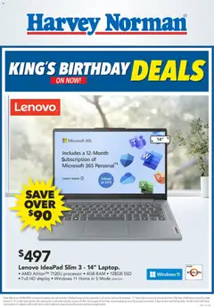 Preview of catalogue Harvey Norman King's Birthday Deals on Laptops and Gaming from shop Harvey Norman valid 23 May 2026